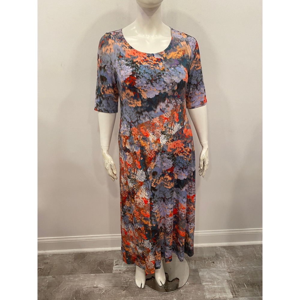 Soft Surroundings Maxi Dress Multicolor Abstract Floral Womens Maxi Size P XL